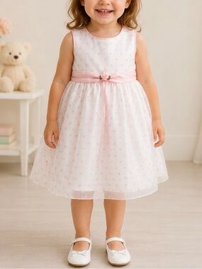 Pippa & Julie White and Pink Polka Dot Dress